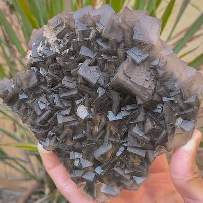 Muestra mineral de cristales de tono púrpura de fluorita cúbica natural de doble cara de 810 g Foto 1 de 4