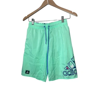 Adidas Boys NWT Trunks Shorts Swim Vacation Beach Mint Green Blue Summer XS - Picture 1 of 10