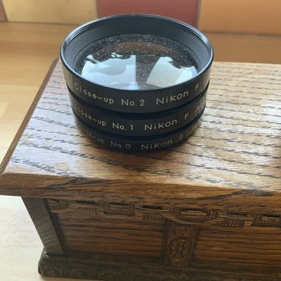 NIKON F 52mm CLOSE-UP NO.0 NO.1 NO.2  Black Lens Filter Set With Cases & Boxes - Image 1 of 4