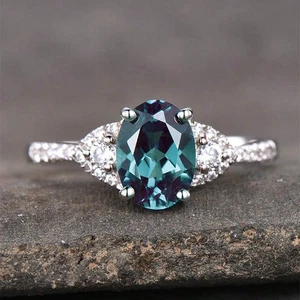 Dije Circonita Cúbica Día de San Valentín para Mujer Anillos Plateados Talla 6-10 - Imagen 1 de 9