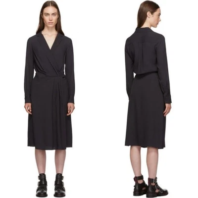 Vestido envolvente negro Rag & Bone Dean para mujer talla S Foto 1 de 4