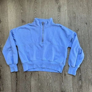 Abercrombie kids essential Sunday half zip sweatshirt Sz 9/10 Cotton Blend Blue - Picture 1 of 9