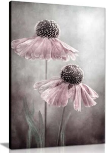 Pastel Pink Helenium flower painterly Framed Canvas Print Wall Art Home Decor - Afbeelding 1 van 6