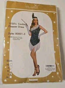 Flapper Dress Size Large Halloween Pixiemain 1920’s Green Sequin Gatsby Cocktail - Picture 1 of 8