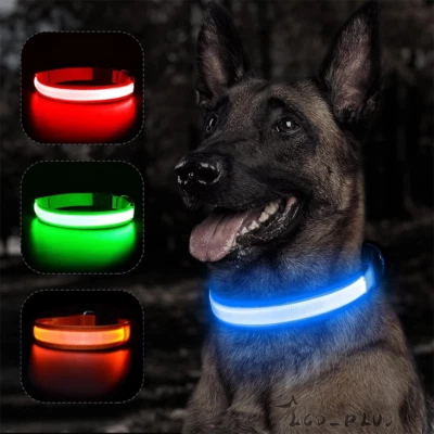 Collar LED para Perros Intermitente Noche Luz Intermitente Resplandor Ajustable Seguridad para Mascotas EE. UU. Foto 1 de 4