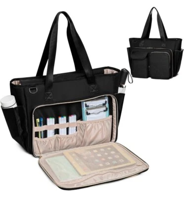 Fasrom Teacher Tote Bag with Laptop Compartment, Work Large, Black  - Image 1 of 4