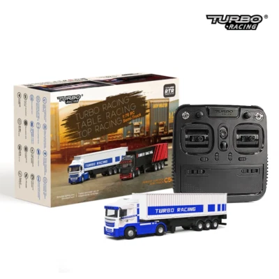 Turbo Racing 1:76 C50 Mini RC Semi Trailer Truck Full Proportional RTR Kit Toys - Image 1 of 2