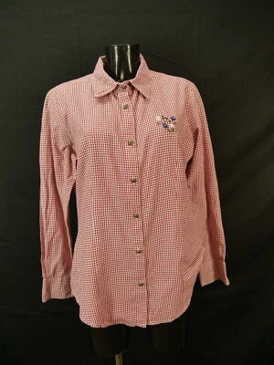 Gr.42 Trachtenbluse rot/weiß Bluse für Dirndl Stockerpoint mit Stickerei TB8837 - Bild 1 von 4