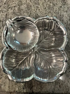 WILTON ARMETALE Majolica Pewter 2pc Chip & Dip Set 11 in Hollowware Cabbage USA - Picture 1 of 6