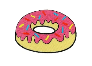 Patch backpack doughnut donut donuts embroidered iron on / Sew rockabilly funny - Picture 1 of 1