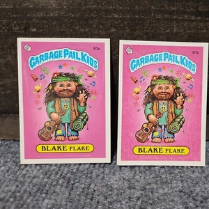 2 tarjetas coleccionables Blake Flake 1986 Topps Garbage Pail Kids #91a con lista de verificación - Imagen 1 de 6
