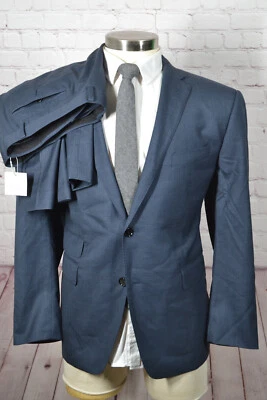 INDOCHINO Mens Blue BESPOKE Custom Flat Front 2 Piece Suit 43S Jacket 42W Pants - Image 1 of 4