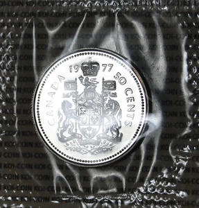 BU PL Canada 1977 50c half dollar coin brilliant uncirculated mint sealed - Picture 1 of 2