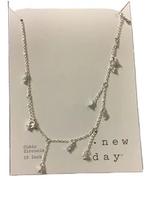 Collana A New Day Cubic Zirconia 15 pollici tono bianco - Foto 1 di 5