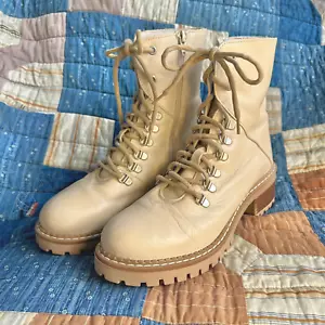 Bertuchi Bone Leather Lace Up Side Zip Prairie Combat Boots Size 8 - Picture 1 of 11