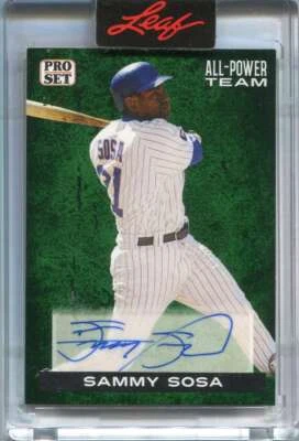 2022 Leaf Pro Set Sports All Power Team Green aptss1 Sammy Sosa Auto 2/3 - Image 1 of 2
