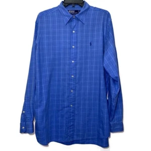 Ralph Lauren Mens button down Plaid shirt Blue long sleeve Large Lowell Sport - Picture 1 of 7