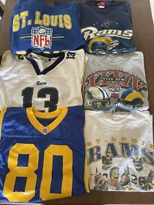 Vintage NFL St Louis Rams NFC Champions Navy  White T-Shirt  Crewneck Jersey Lot