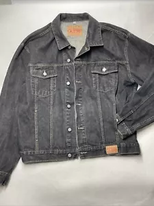 Vintage Guess Jeans Jacket Mens 3XL Black Denim Trucker Hip Hop 90s Streetwear - Picture 1 of 6