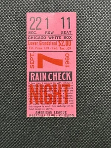 9/7/60 NEW YORK YANKEES 6 @ CHICAGO WHITE SOX 4 TICKET STUB Mantle 2B Berra 2RBI - Picture 1 of 2
