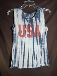 Zoe + Liv Women's Juniors Size M blue tie dye sleeveless top patriotic USA Rayon - Picture 1 of 6