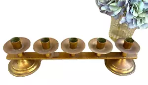 Vintage Mid-Century Modern Brass 5 Candle Holder, 16" Long, 3.75" Tall - Picture 1 of 7