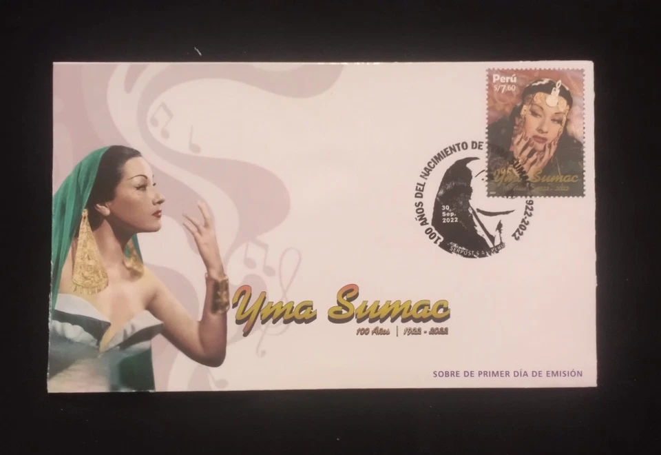MI) 2022 PERU, FDC, MUSIC, CENTENARY OF THE BIRTH OF SINGER YMA SUMAC, 1922 - 20 - Image 1 of 1