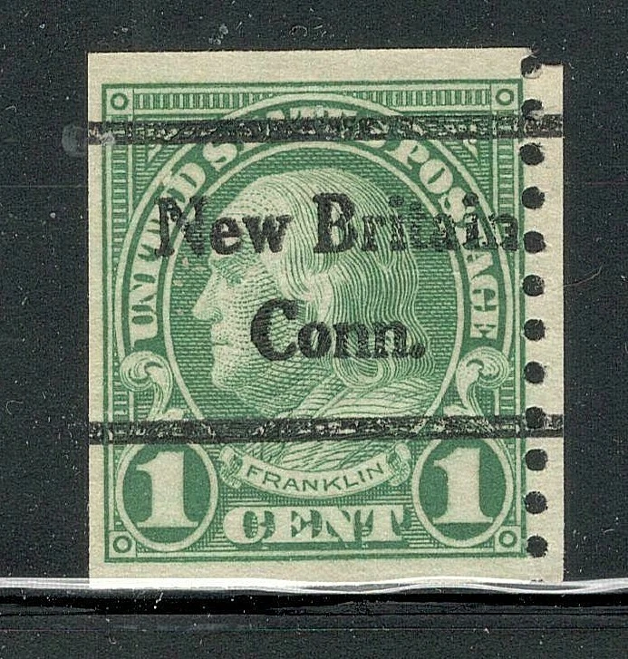 Sc # 597 ~ 1 cent Franklin Issue, Precancel, New Britain Conn. - Image 1 of 1