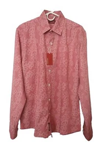 Consequence Mens Medium Soft Pink Floral Long Sleeve Button Front Shirt  - Picture 1 of 3