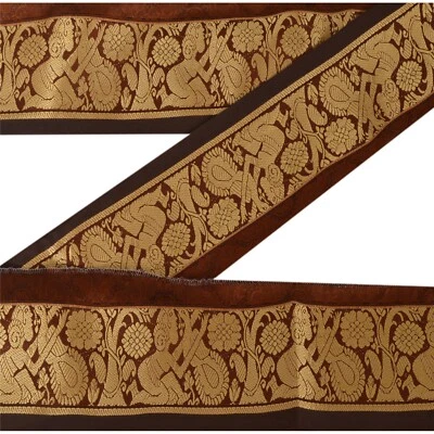 Sanskriti Vintage 1 Yarda Sari Borde Borde Tejido Baluchari Borde Costura 2"W Encaje Foto 1 de 4