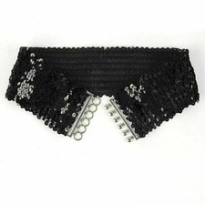 Women Elegant Elastic Sequin Belly Stretch Belt Waistband Buckle Corset Wide