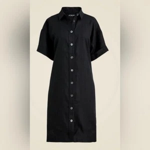 J Crew Womens Capitaine Belted 100% Linen Shirt Dress 2X Black - Picture 1 of 16