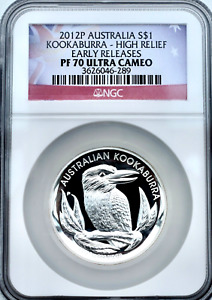 2012 NGC 1oz Silver Proof Kookaburra High Relief Early Releases Ultra Cameo PF70
