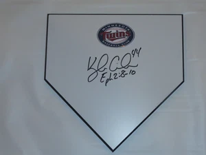 KYLE GIBSON SIGNED HOME PLATE MINNESOTA TWINS AUTOGRAPHED EXACT PROOF - Picture 1 of 2