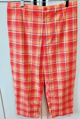 Capri Talla 18 Naranja 36"X23" Mujer Mandarina Cuadros Algodón Elástico Ciervo Blanco Foto 1 de 4