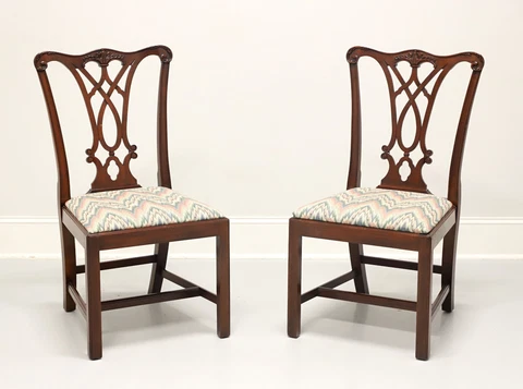 HENKEL HARRIS 107S 29 Mahogany Chippendale Dining Side Chairs - Pair A Cover