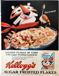 Tony Tiger Newspaper Kelloggs Vintage 1962 Magazine Print Cereal Ad Corn Flakes - Picture 1 of 5