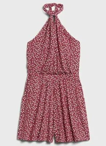 NEW Banana Republic Knit Halter Shorts Romper Red White Berry Size Large L NWT - Picture 1 of 2