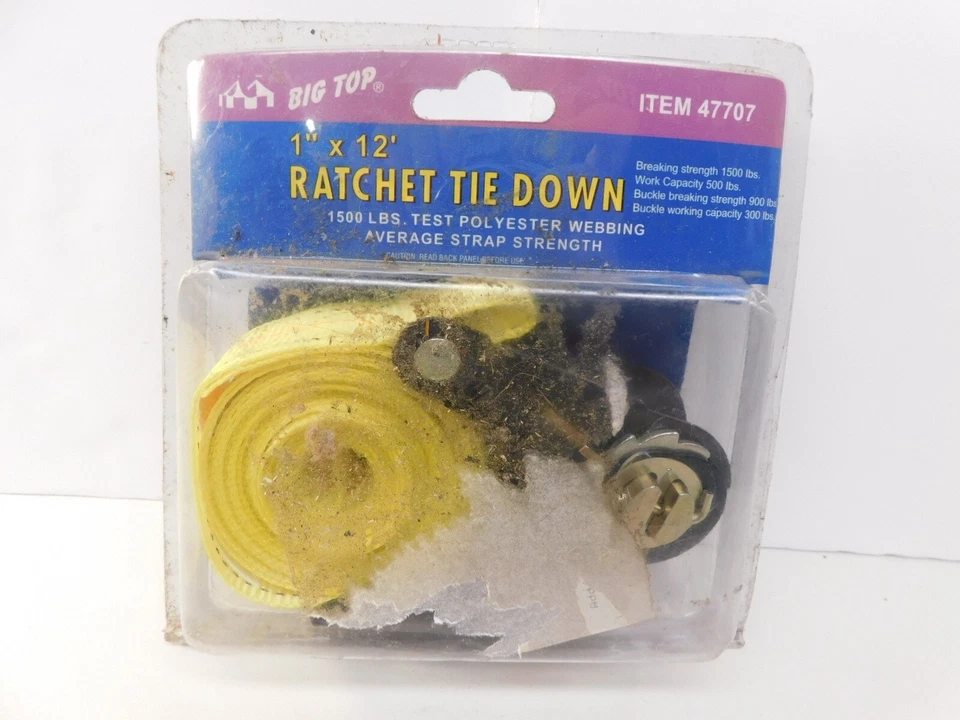 CORREA DE AMARRE DE TRINQUETE AJUSTABLE BIG TOP 1" X 12' 1500 LBS. FUERZA Foto 1 de 4