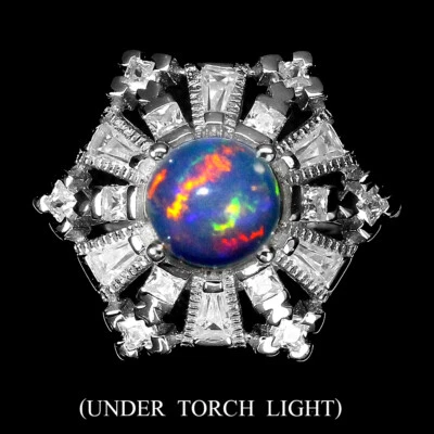 925 Sterling Silver Ring Round Fire Opal 7mm Simulated Cz Gemstone Jewelry Sz 6 - Image 1 of 4