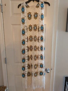 Gilet Altar’d State Boho frange all'uncinetto aperto davanti avorio taglia x small - Foto 1 di 4