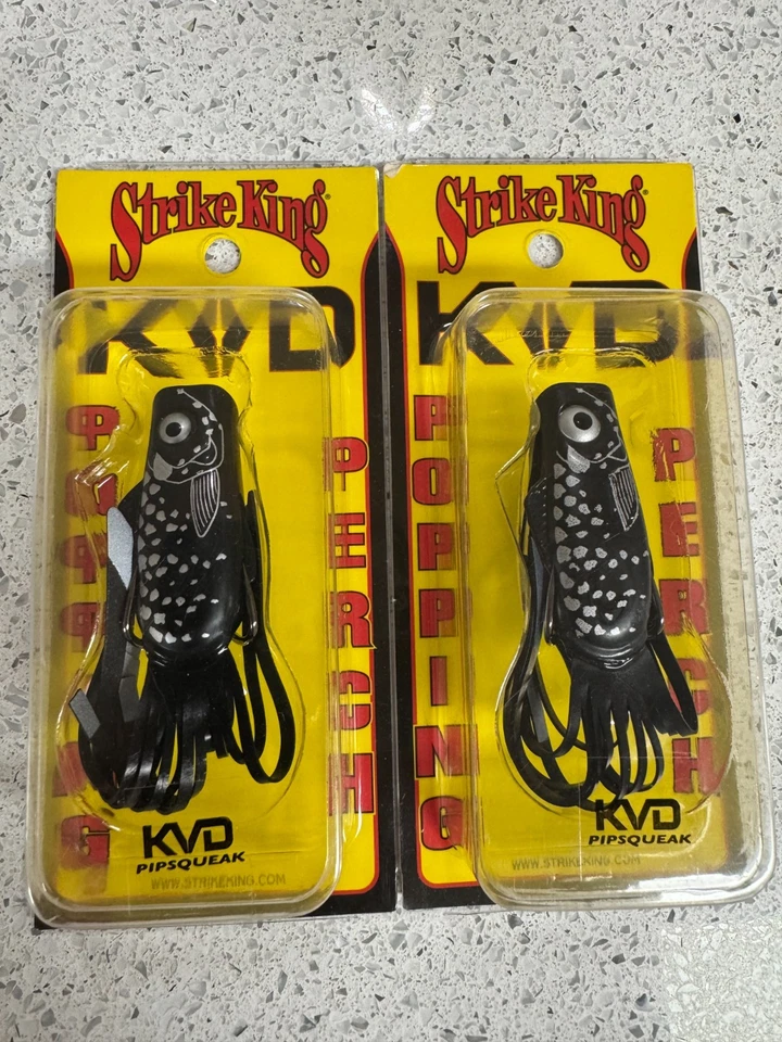 2 New STRIKE KING Lures KVD POPPING PERCH PIPSQUEAK Topwater FROGS  Black Shadow - Изображение 1 из 1