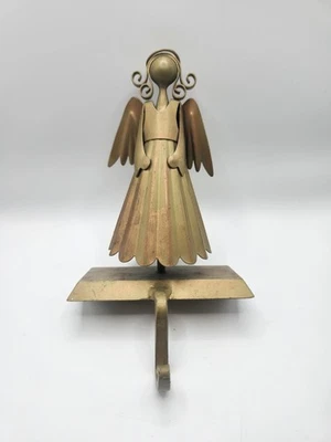 Porta medias de Navidad ángel de metal - gancho de abrigo rústico dorado vacaciones con peso Foto 1 de 4