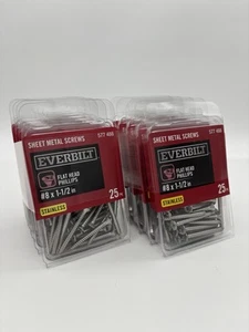 (250 pcs) #8 x 1-1/2" Stainless Phillip Flat Head Tapping Sheet Metal Screws - Picture 1 of 2