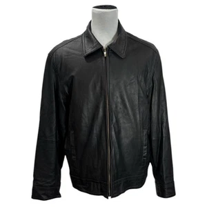 Chaps Herren Bomberjacke schwarz Leder Größe XL Taschen - Bild 1 von 8