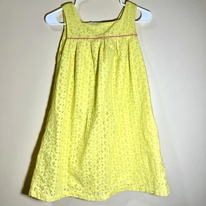 Mini Boden Butter Yellow Boho Lace Eyelet Party Dress 11-12Y Pink Trim & Buttons - Picture 1 of 16