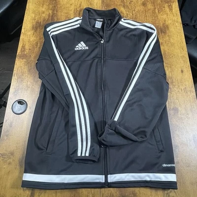 Adidas Climacool Black Full Zip Track Jacket 3 White Stripes Size Small - Image 1 of 4