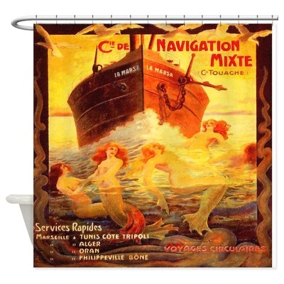Cortina de ducha de barco CafePress vintage sirenas (737635003) Foto 1 de 3