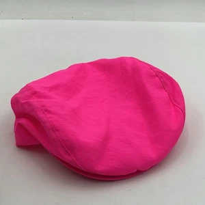 Vintage 90s Nylon Neon Pink Snapback 1990s Cabbie Peaky Blinder Hat One Size - Picture 1 of 10