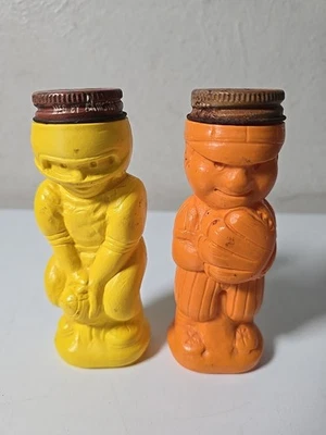 Vintage 1970s Domino Sugar N’ Cinnamon Yellow & Orange Baseball Football Shakers - Image 1 of 4